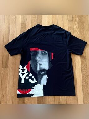 Y-3 Adidas Yohji Yamamoto Graphic Tee Mens Large GK5780 T-Shirt Black Streetwear